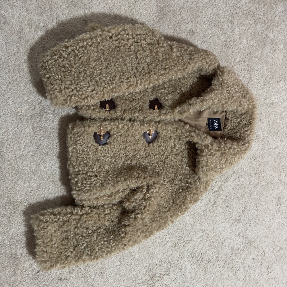 Zara Tan Fuzzy Kids Jacket